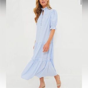 Pomander Place | NEW Blue Stripe Seersucker Selena Maxi Dress Size XL